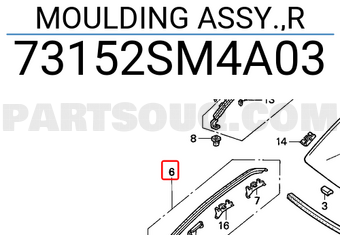 Honda 73152SM4A03 MOULDING ASSY.,R