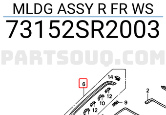 Honda 73152SR2003 MLDG ASSY R FR WS