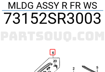Honda 73152SR3003 MLDG ASSY R FR WS