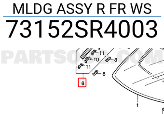 Honda 73152SR4003 MLDG ASSY R FR WS