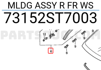 Honda 73152ST7003 MLDG ASSY R FR WS