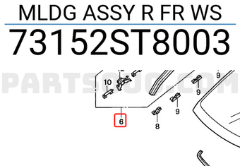 Honda 73152ST8003 MLDG ASSY R FR WS