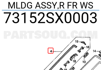 Honda 73152SX0003 MLDG ASSY,R FR WS