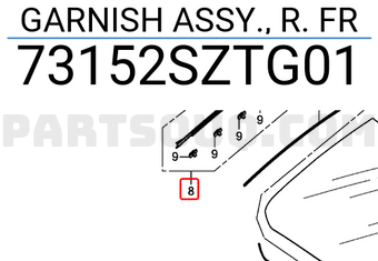 Honda 73152SZTG01 GARNISH ASSY., R. FR