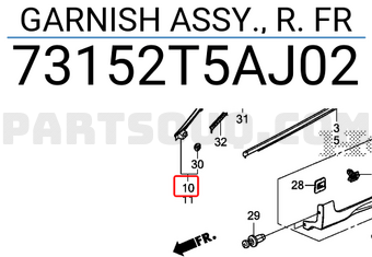 Honda 73152T5AJ02 GARNISH ASSY., R. FR