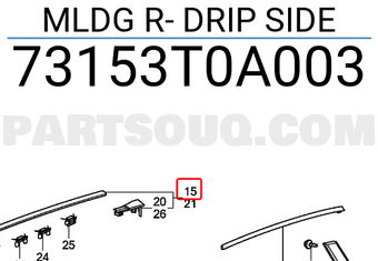 Honda 73153T0A003 MLDG R- DRIP SIDE