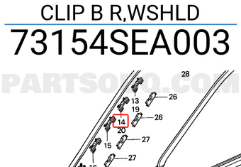 Honda 73154SEA003 CLIP B R,WSHLD