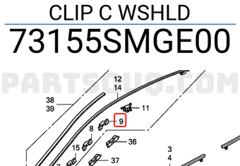 Honda 73155SMGE00 CLIP C WSHLD
