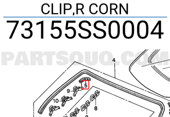 Honda 73155SS0004 CLIP,R CORN