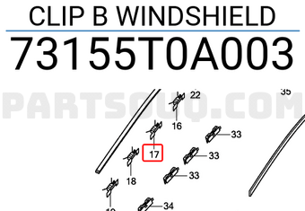 Honda 73155T0A003 CLIP B WINDSHIELD