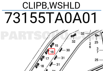 Honda 73155TA0A01 CLIPB,WSHLD