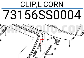 Honda 73156SS0004 CLIP,L CORN