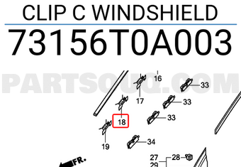 Honda 73156T0A003 CLIP C WINDSHIELD