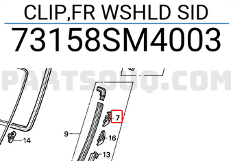 Honda 73158SM4003 CLIP,FR WSHLD SID