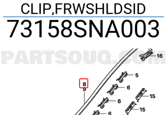 Honda 73158SNA003 CLIP,FRWSHLDSID
