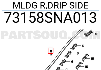 Honda 73158SNA013 MLDG R,DRIP SIDE