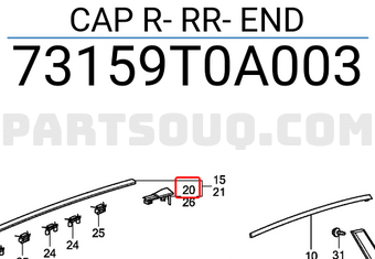 Honda 73159T0A003 CAP R- RR- END