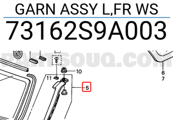 Honda 73162S9A003 GARN ASSY L,FR WS