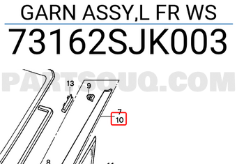 Honda 73162SJK003 GARN ASSY,L FR WS