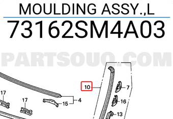 Honda 73162SM4A03 MOULDING ASSY.,L
