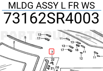 Honda 73162SR4003 MLDG ASSY L FR WS
