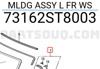 Honda 73162ST8003 MLDG ASSY L FR WS