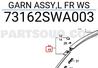 Honda 73162SWA003 GARN ASSY,L FR WS