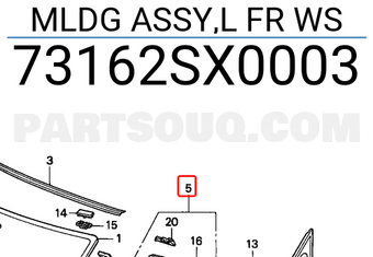 Honda 73162SX0003 MLDG ASSY,L FR WS