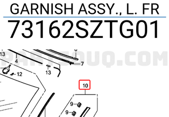 Honda 73162SZTG01 GARNISH ASSY., L. FR