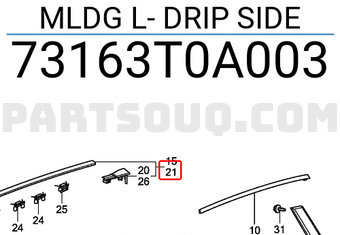 Honda 73163T0A003 MLDG L- DRIP SIDE