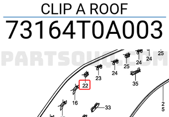 Honda 73164T0A003 CLIP A ROOF