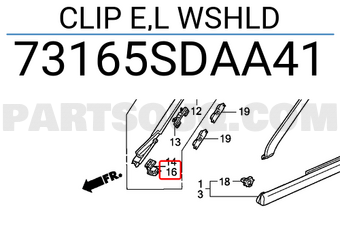 Honda 73165SDAA41 CLIP E,L WSHLD