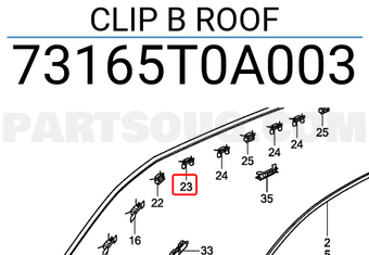Honda 73165T0A003 CLIP B ROOF