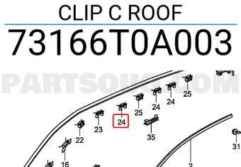 Honda 73166T0A003 CLIP C ROOF