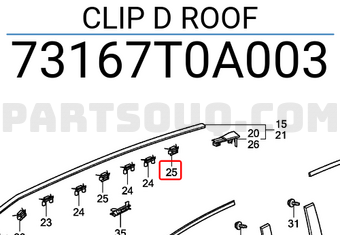 Honda 73167T0A003 CLIP D ROOF