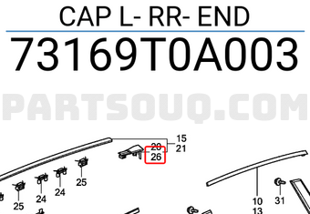 Honda 73169T0A003 CAP L- RR- END