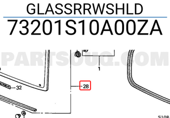 Honda 73201S10A00ZA GLASSRRWSHLD