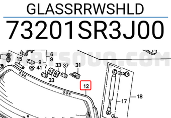 Honda 73201SR3J00 GLASSRRWSHLD