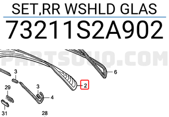 Honda 73211S2A902 SET,RR WSHLD GLAS