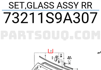 Honda 73211S9A307 SET,GLASS ASSY RR