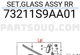 Honda 73211S9AA01 SET,GLASS ASSY RR
