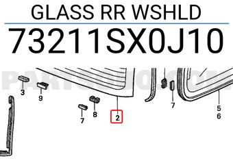 Honda 73211SX0J10 GLASS RR WSHLD