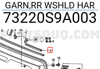 Honda 73220S9A003 GARN,RR WSHLD HAR
