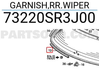 Honda 73220SR3J00 GARNISH,RR.WIPER