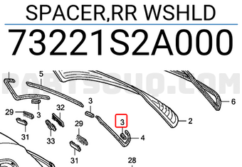 Honda 73221S2A000 SPACER,RR WSHLD