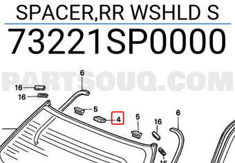 Honda 73221SP0000 SPACER,RR WSHLD S