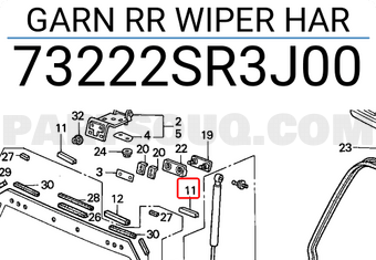 Honda 73222SR3J00 GARN RR WIPER HAR