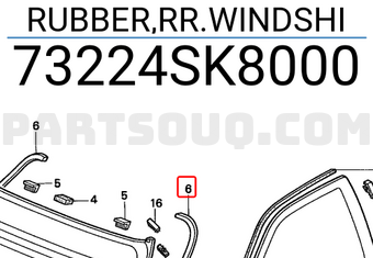 Honda 73224SK8000 RUBBER,RR.WINDSHI