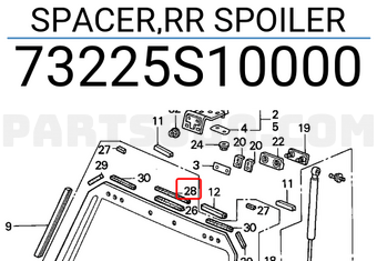 Honda 73225S10000 SPACER,RR SPOILER