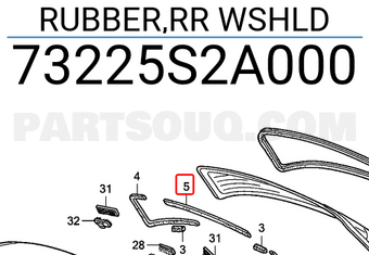 Honda 73225S2A000 RUBBER,RR WSHLD